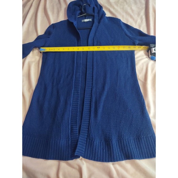 Marled Cardigan Sweater Size S Blue Hooded - Picture 4 of 8